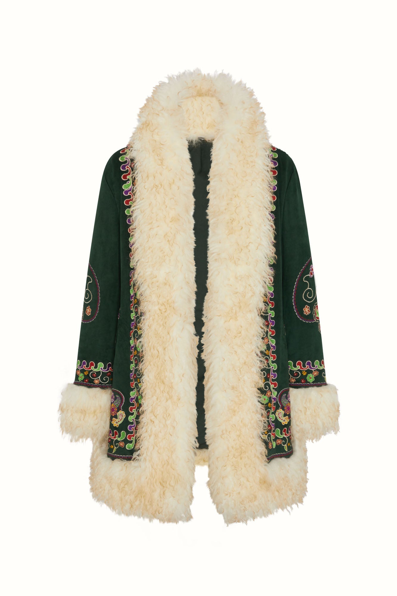 Breaking Hearts Embroidered Penny Lane Coat – Green
