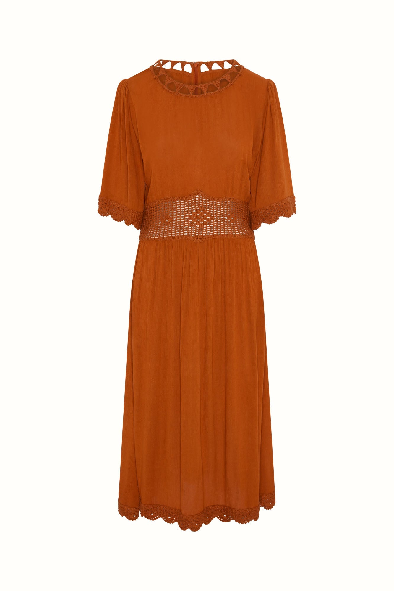 Sunspell Crochet Trim Midi Dress – Orange