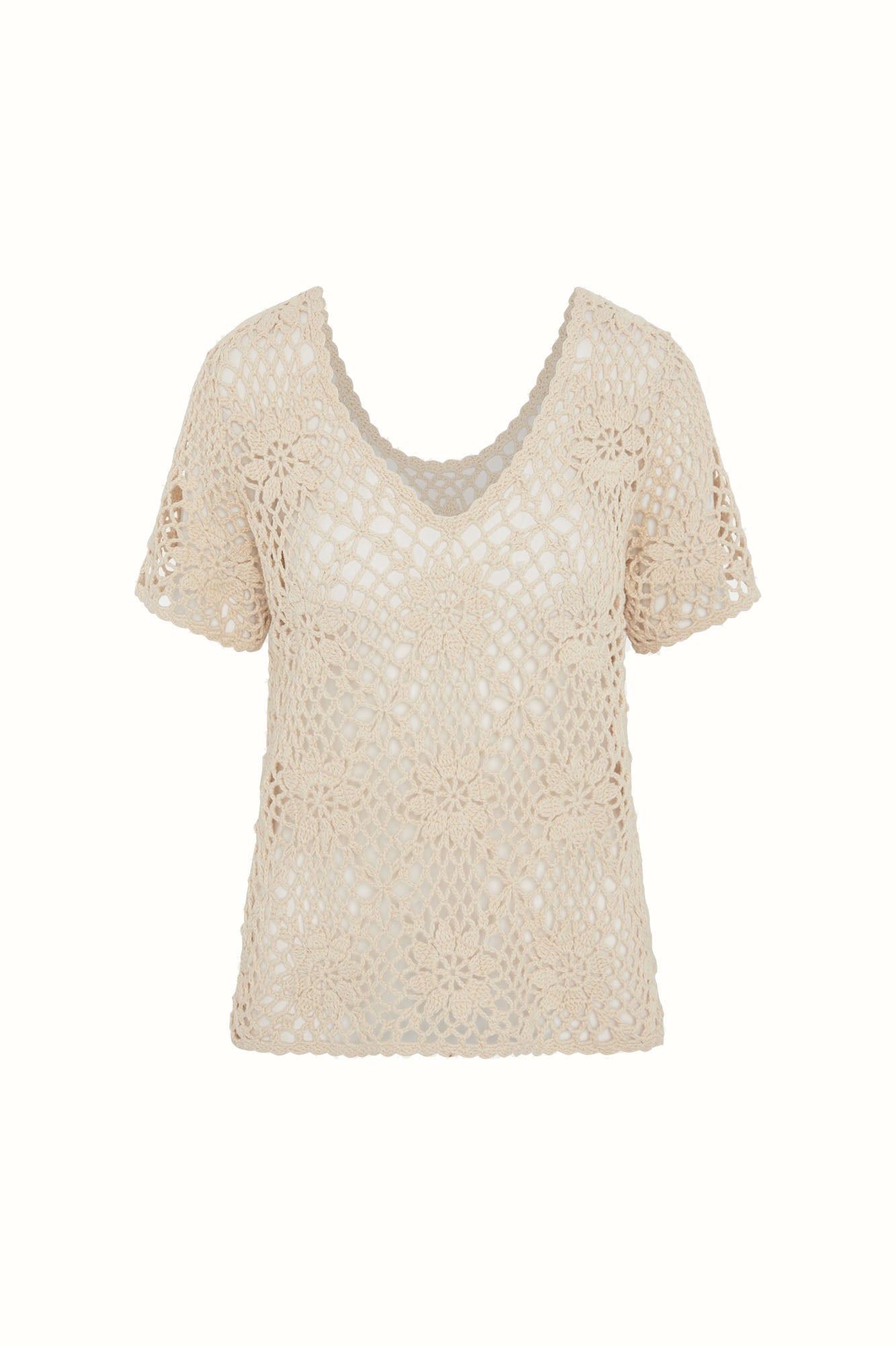 Margaux Cream Crochet Top – Floral