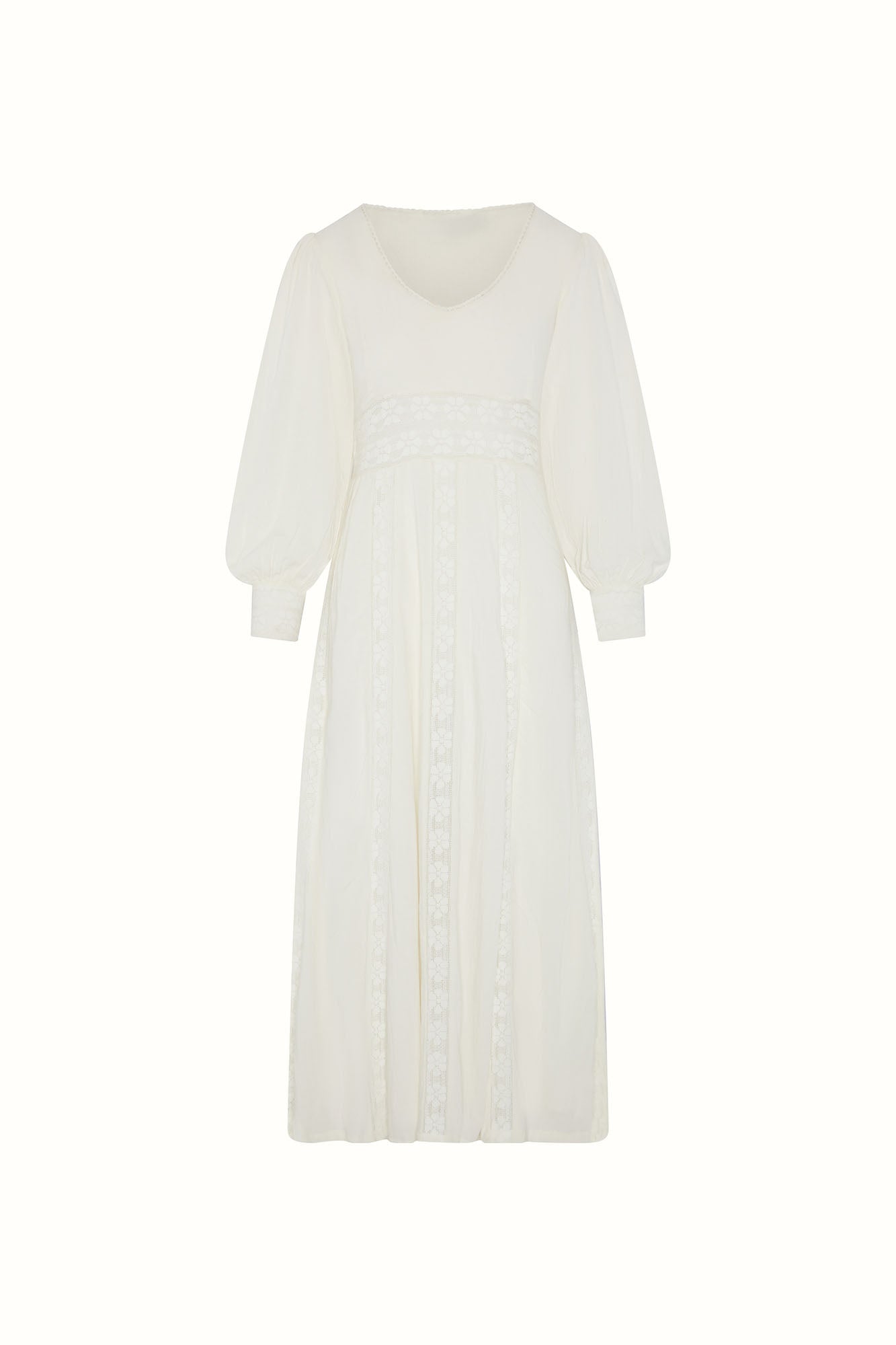 First Light Lace Panelled Maxi Dress – Cream