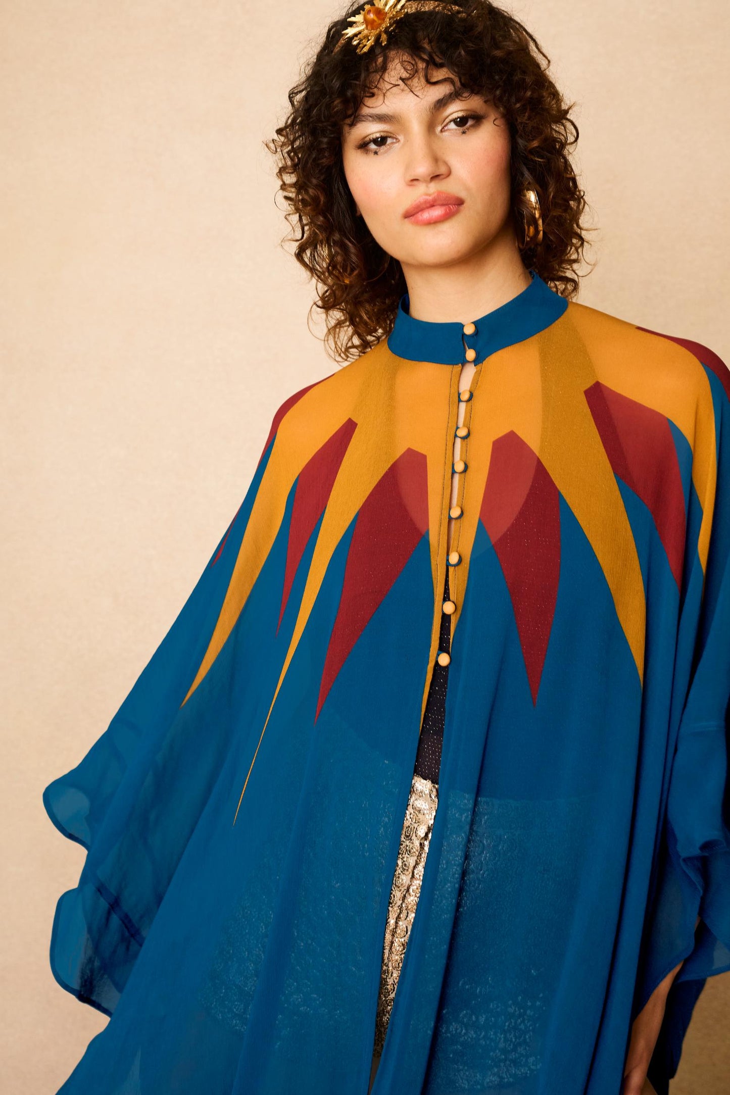 Solaris Rising Sheer Cape – Blue