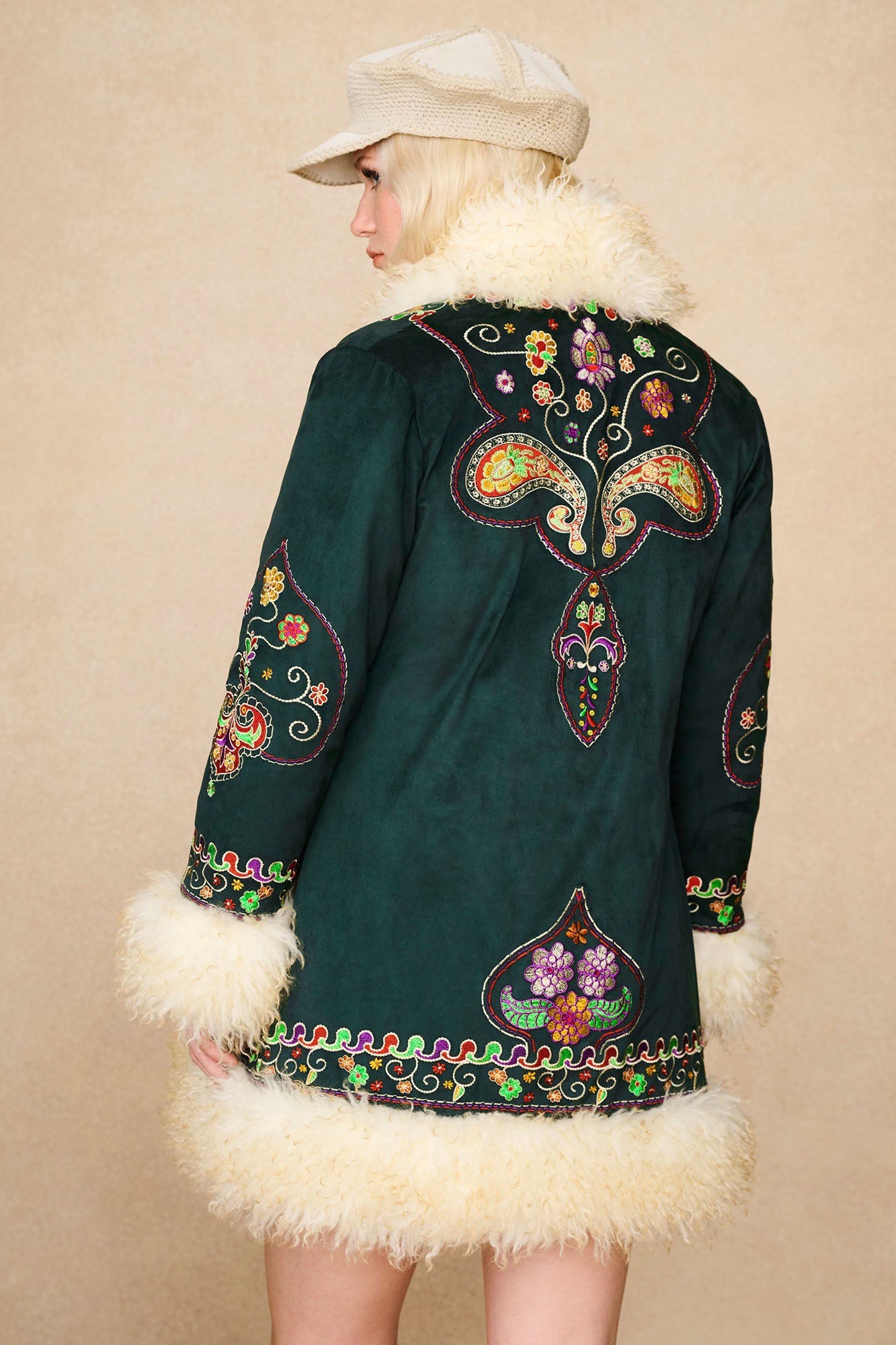 Breaking Hearts Embroidered Penny Lane Coat – Green