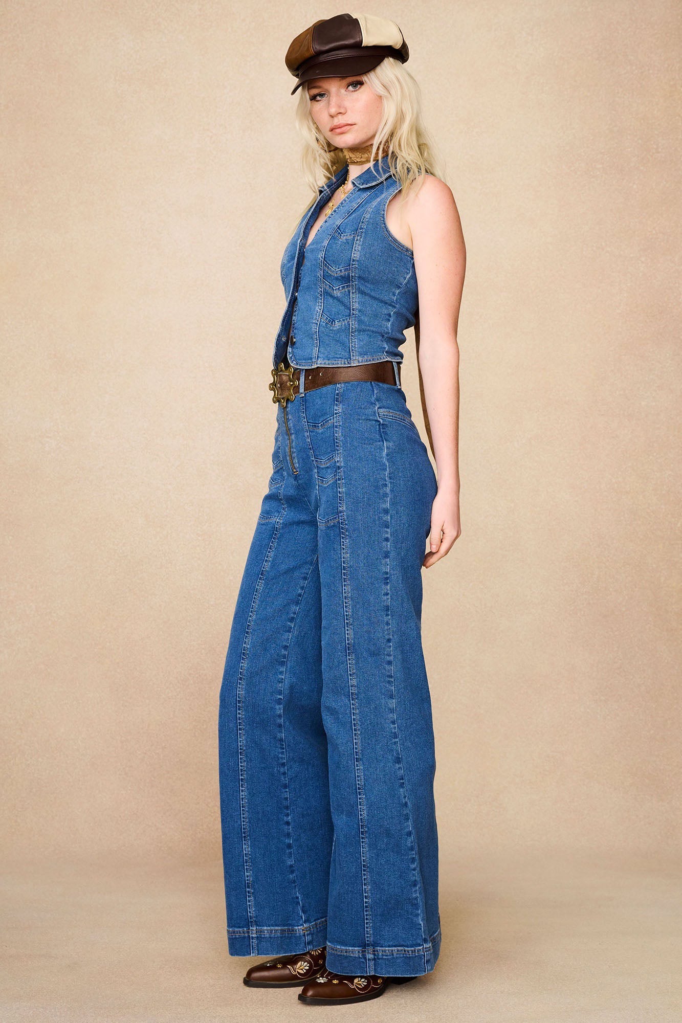 Little Jeanie Chevron Wide Leg Jeans