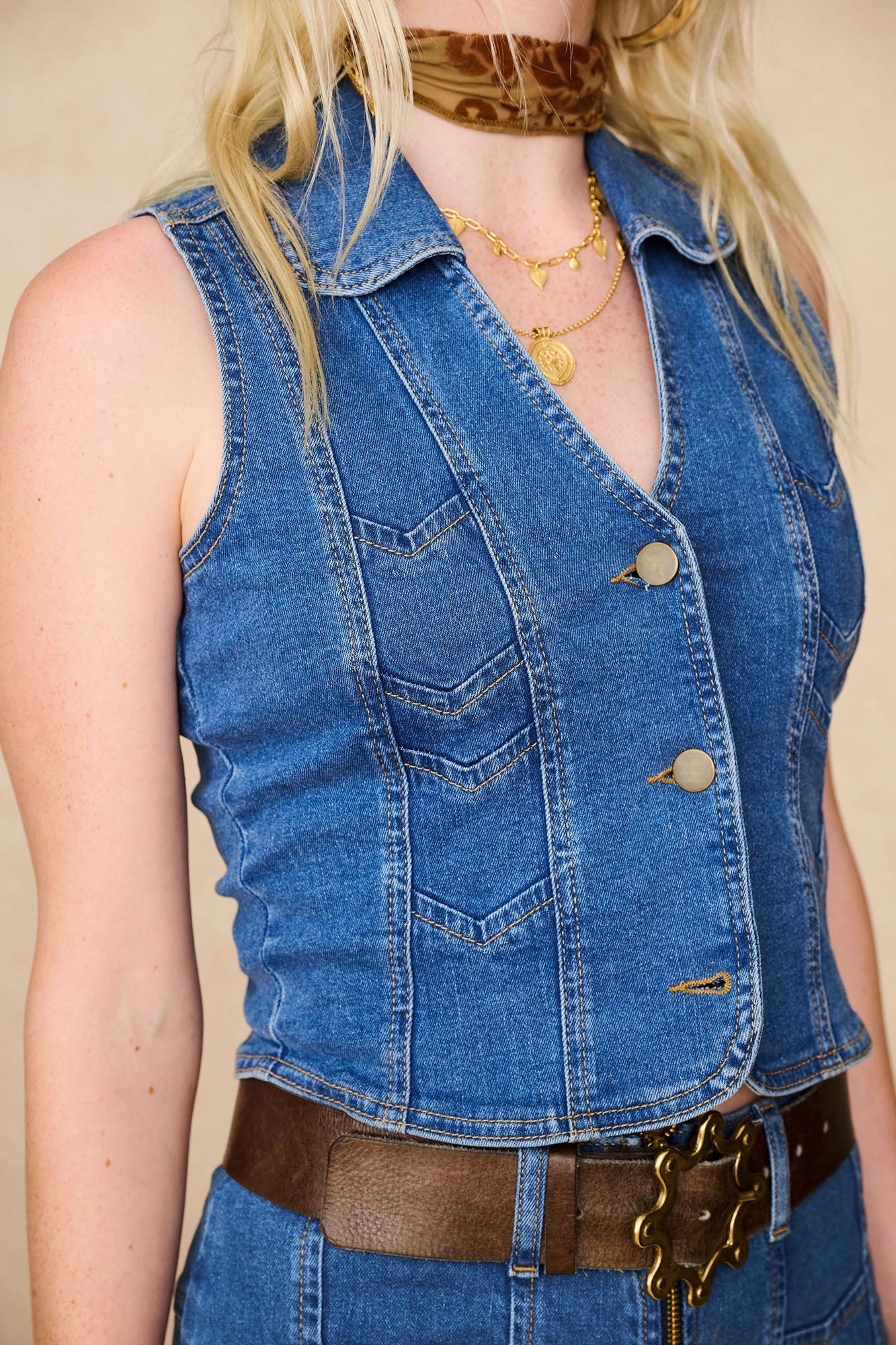 Little Jeanie Chevron Vest – Denim