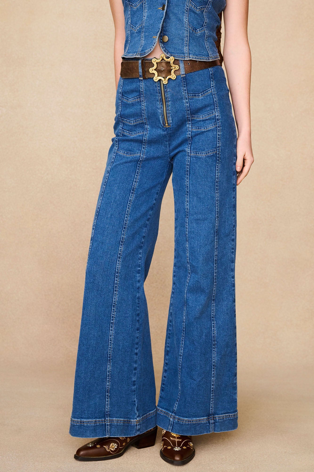 Little Jeanie Chevron Wide Leg Jeans