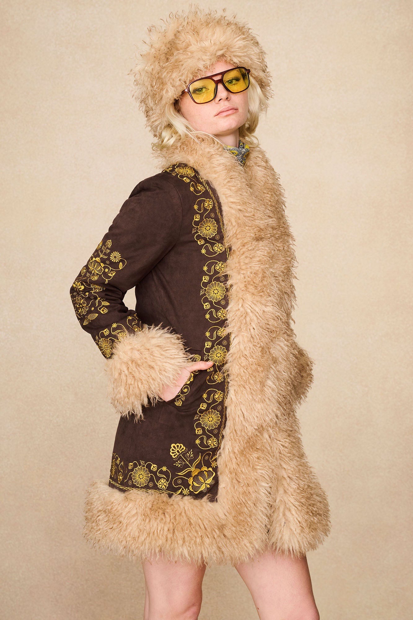 Breaking Hearts Embroidered Penny Lane Coat – Brown