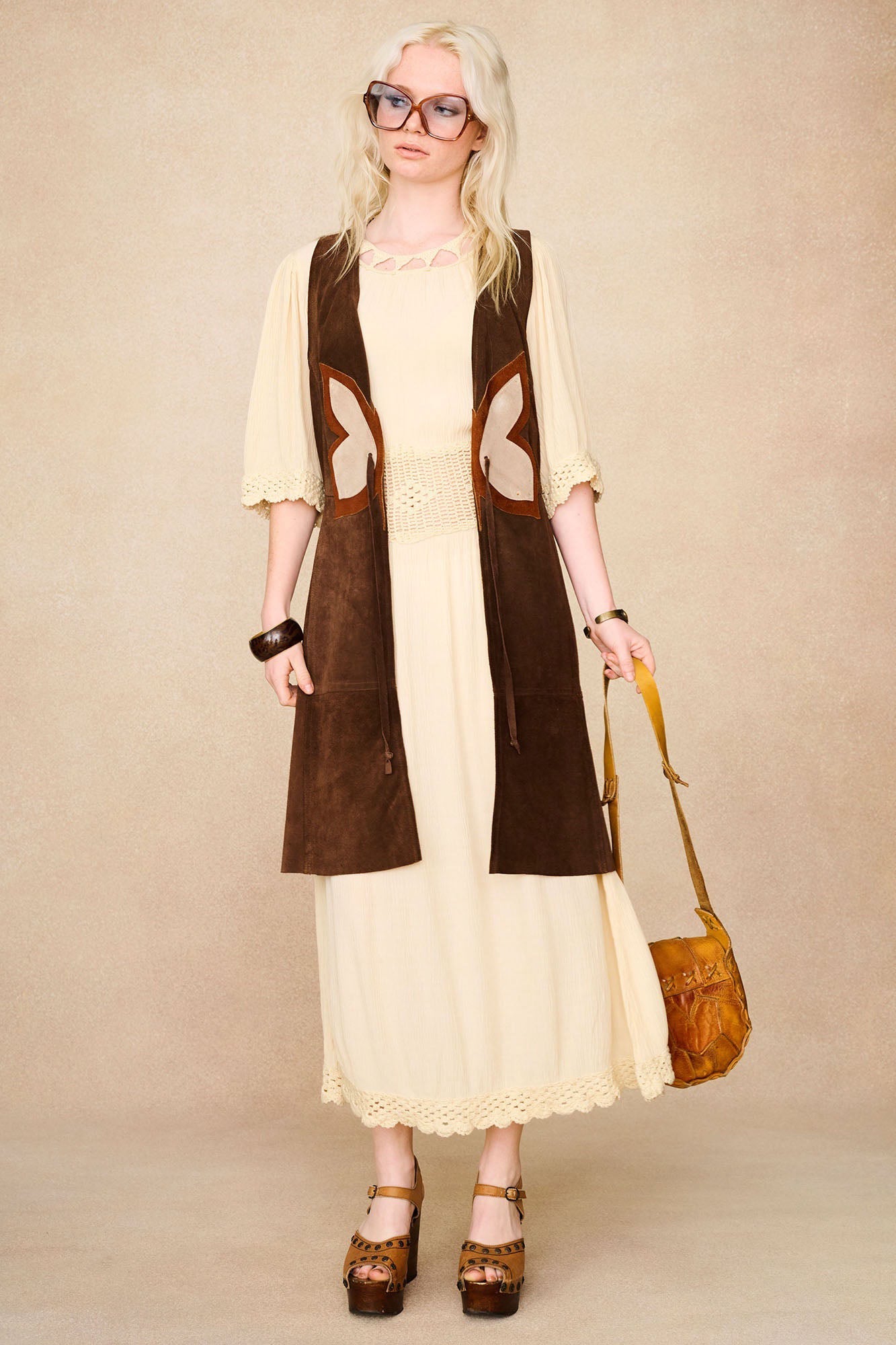 Sunspell Crochet Trim Midi Dress – Cream