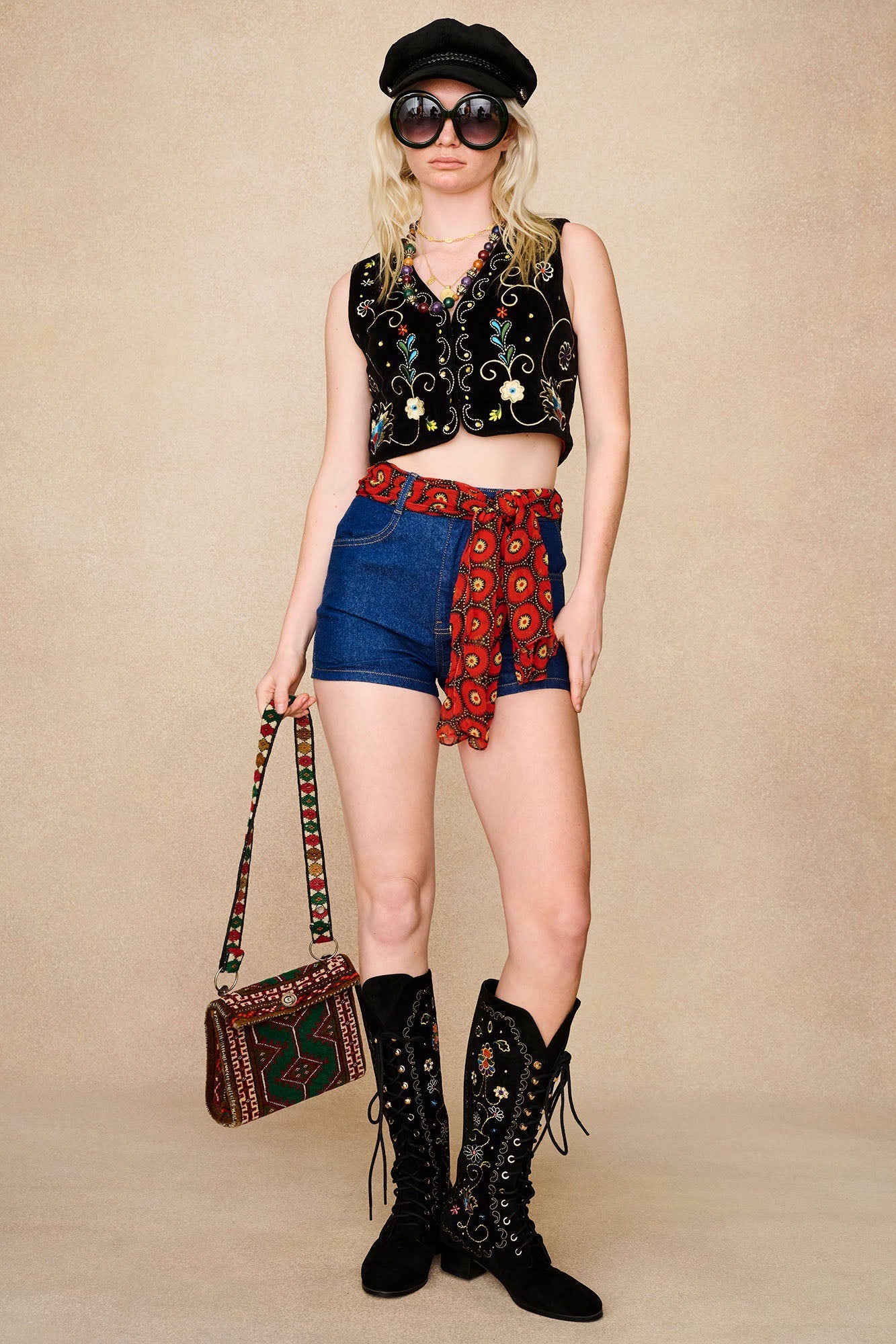 Aria Embroidered Boots – Black