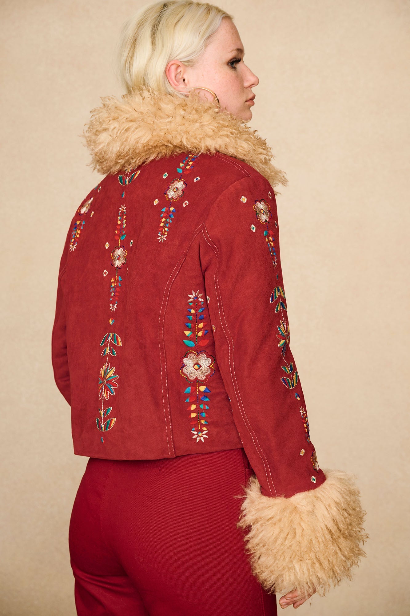 Scarlet Spell Embroidered Penny Lane Coat – Red