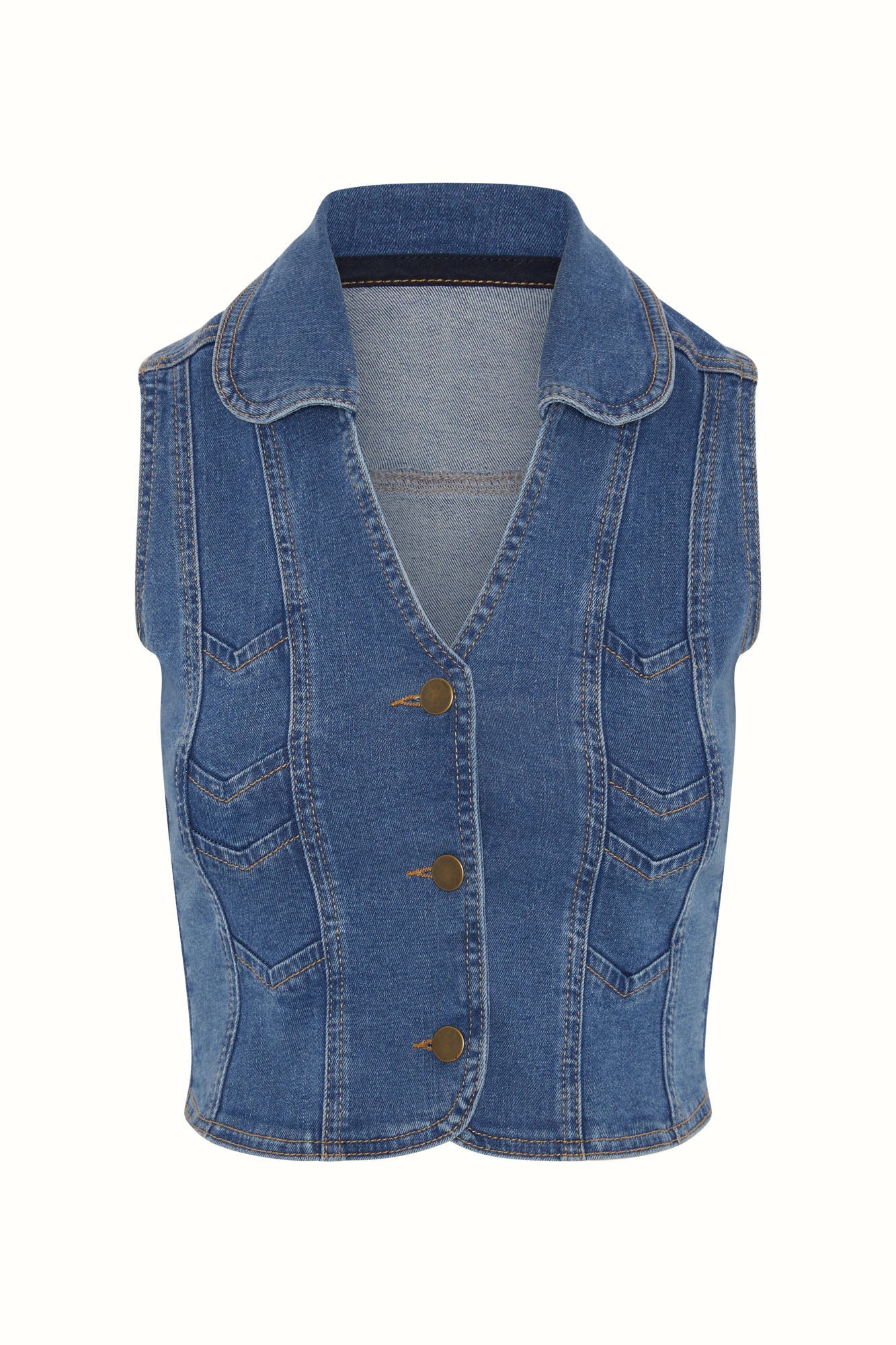 Little Jeanie Chevron Vest – Denim