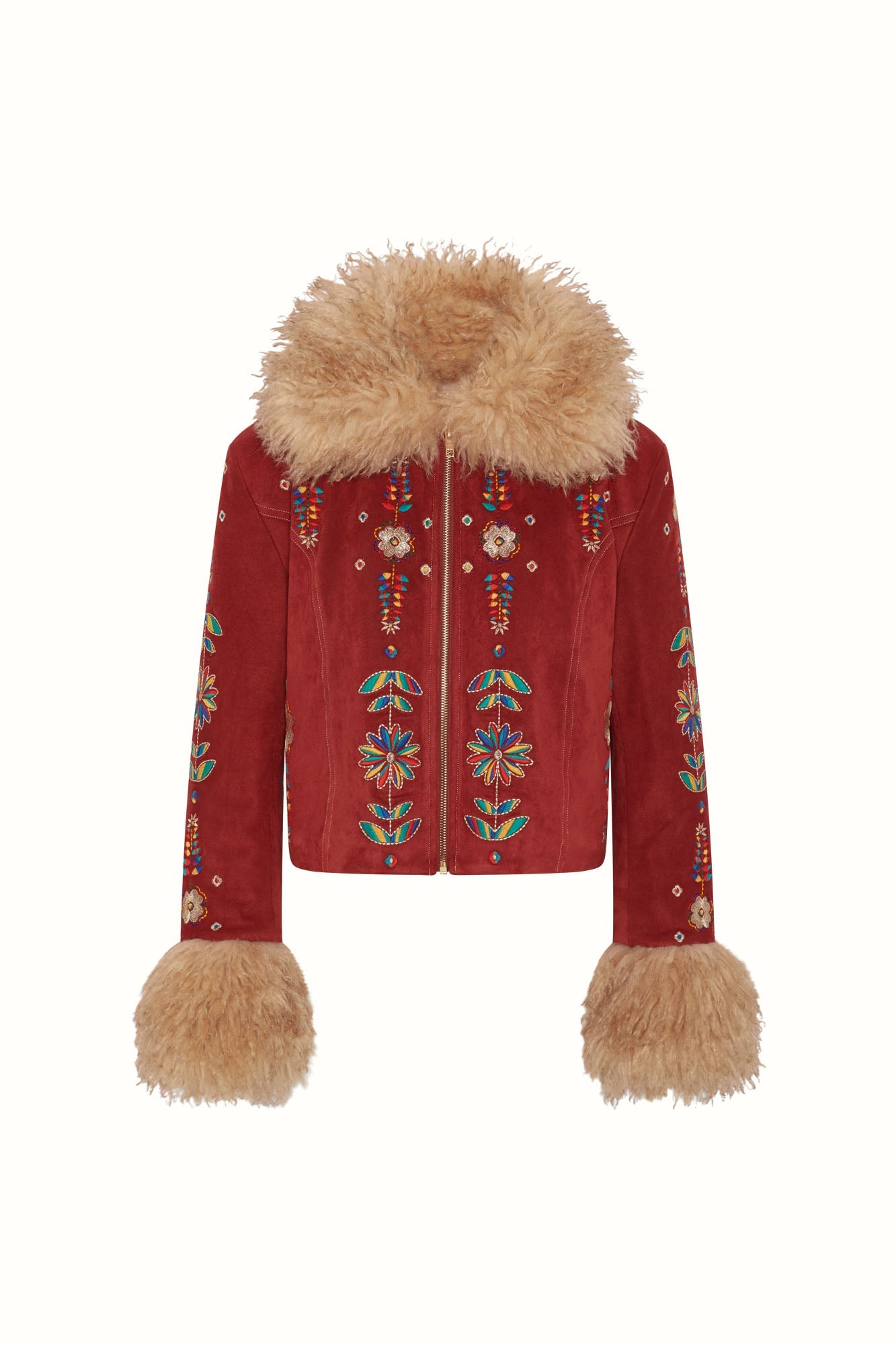 Scarlet Spell Embroidered Penny Lane Coat – Red