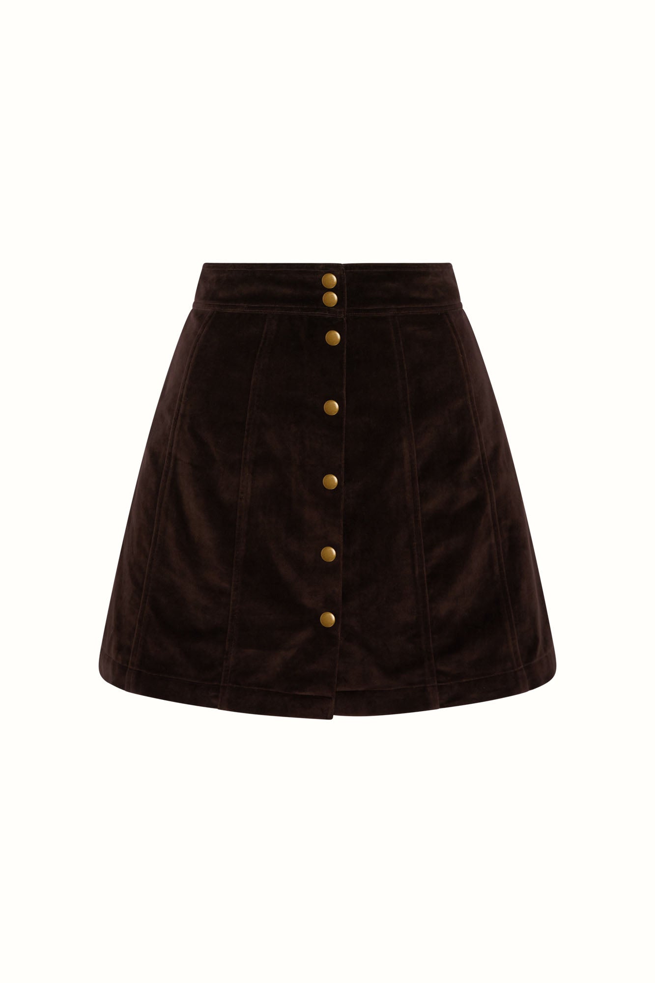 Katie Mae Velvet Mini Skirt – Brown