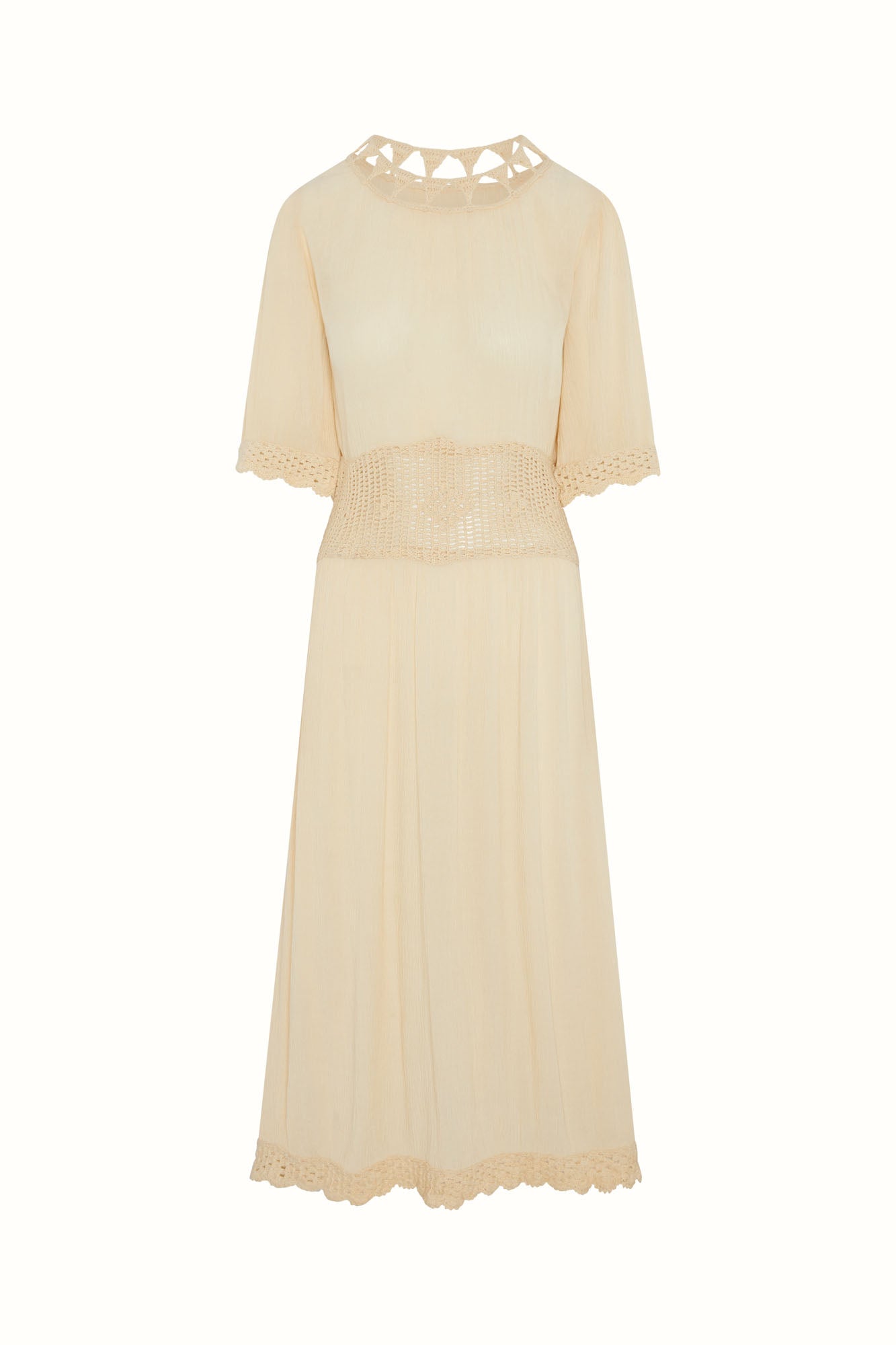 Sunspell Crochet Trim Midi Dress – Cream