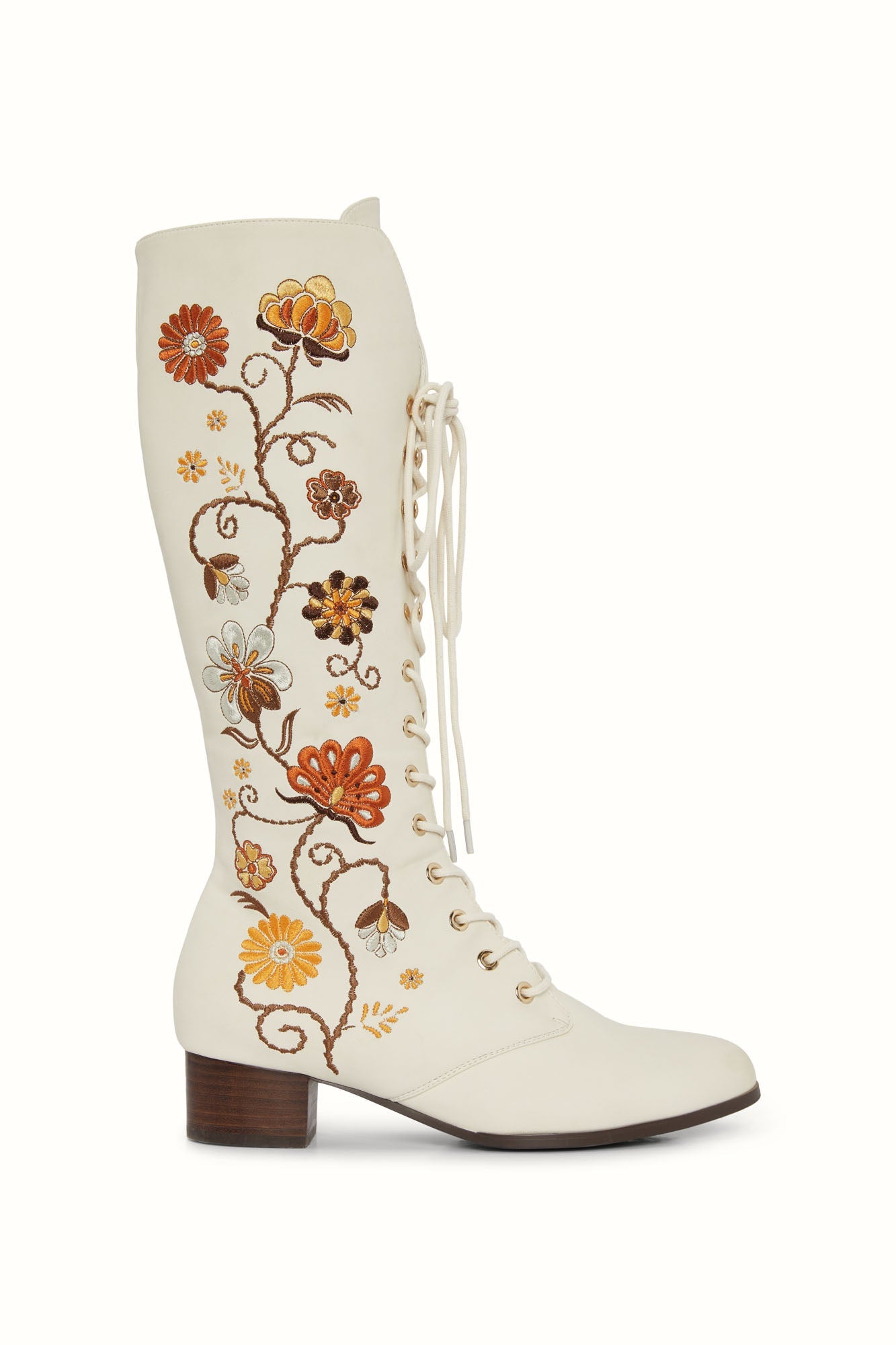 Penny Lane Cream Embroidered Boots – Floral