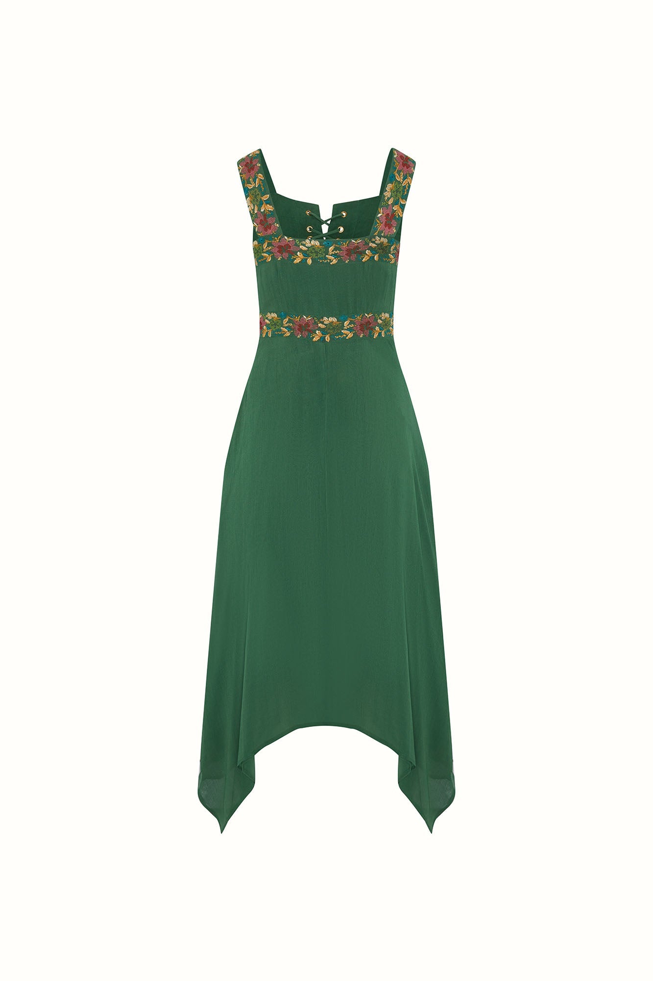 Forest Belle Green Trim Midi Dress – Floral