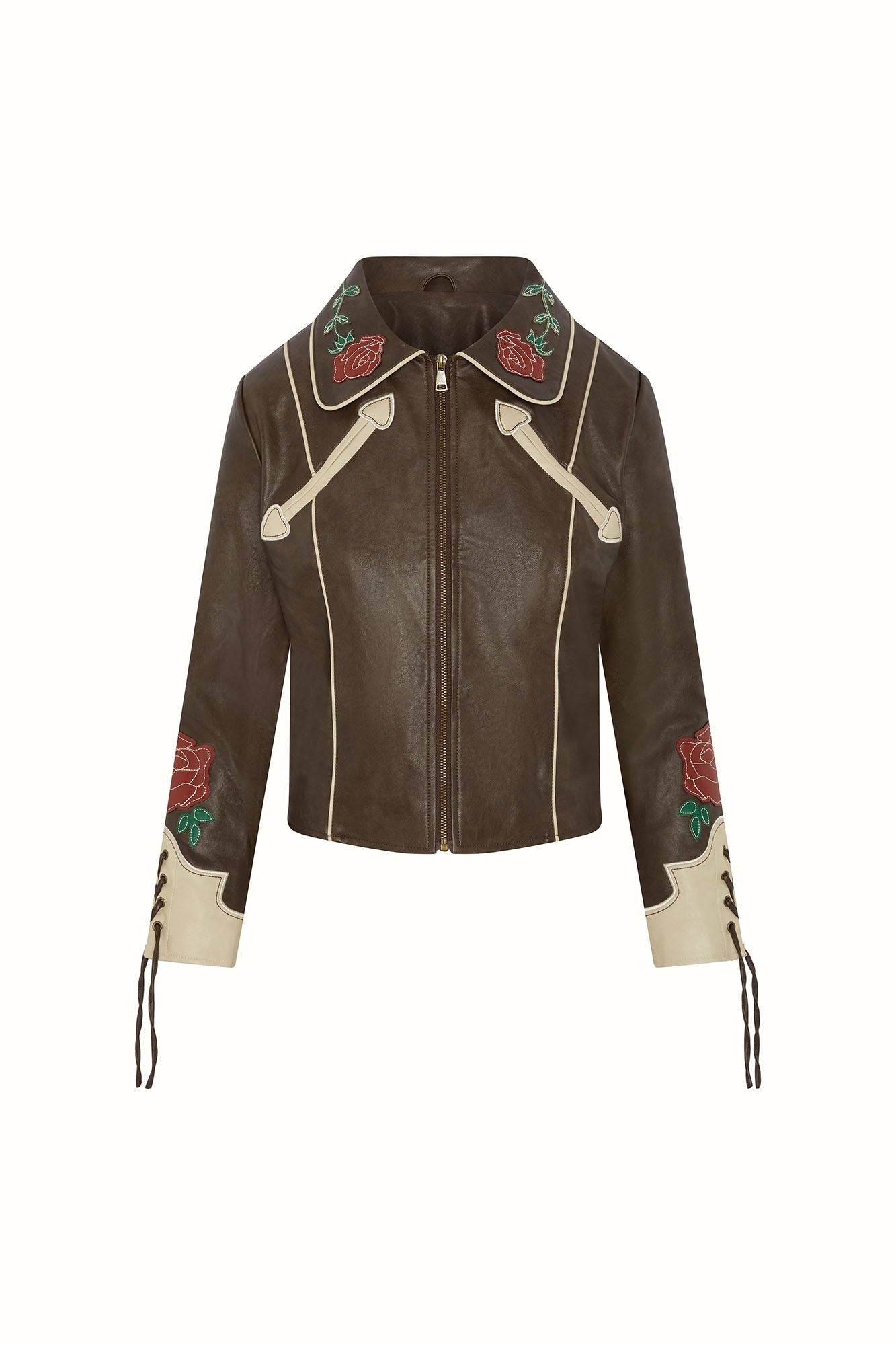 Autumn Bloom Brown Faux Leather Jacket – Floral