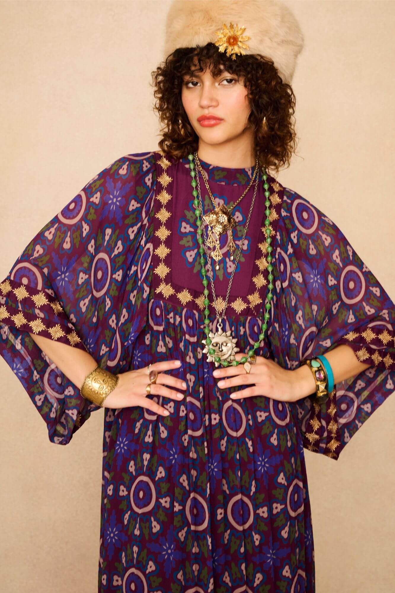 Amethyst Medallion High Neck Maxi Dress – Purple