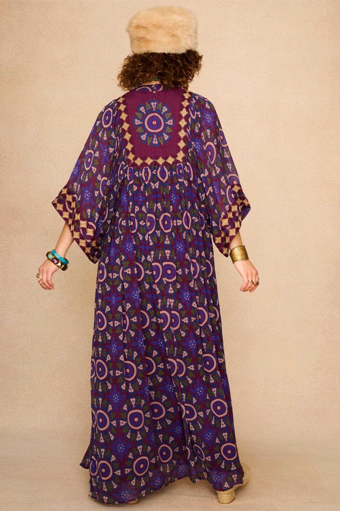 Amethyst Medallion High Neck Maxi Dress – Purple