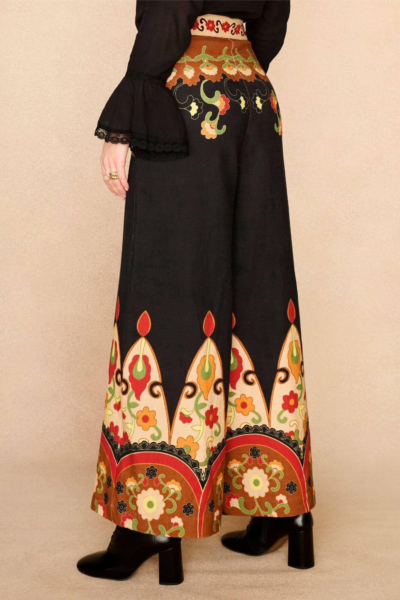 Aurelia Golden Ember Wide Leg Trousers – Black