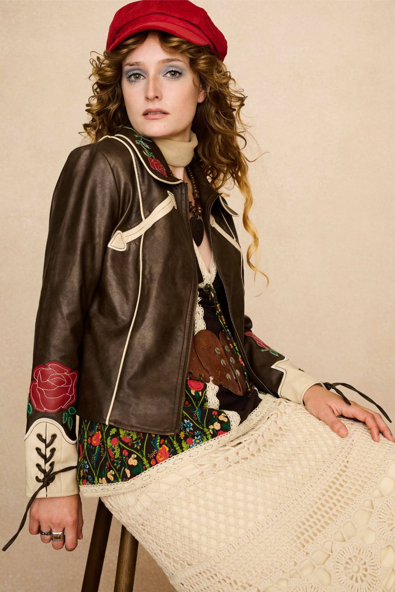 Autumn Bloom Brown Faux Leather Jacket – Floral