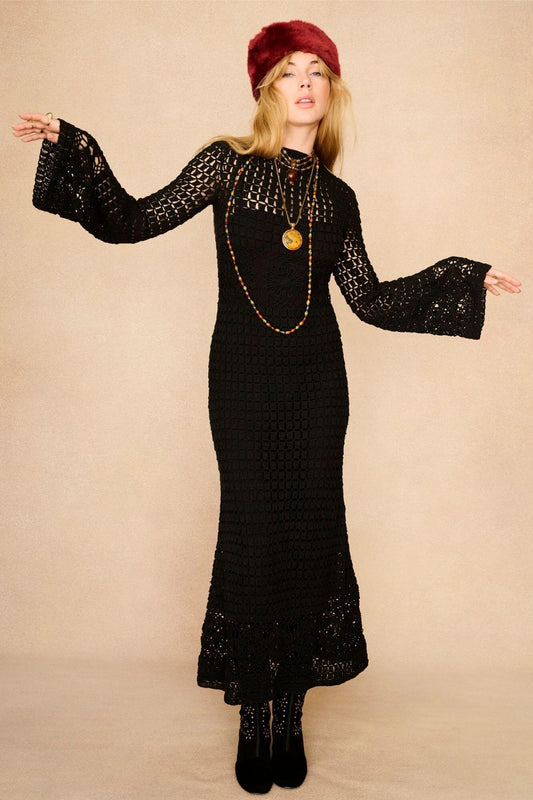 Dahlia Crochet Maxi Dress – Black
