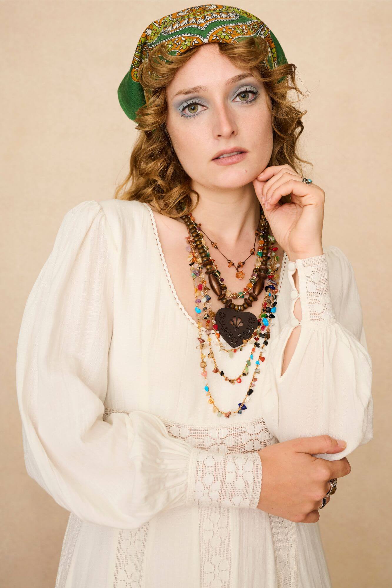 First Light Lace Panelled Maxi Dress – Cream