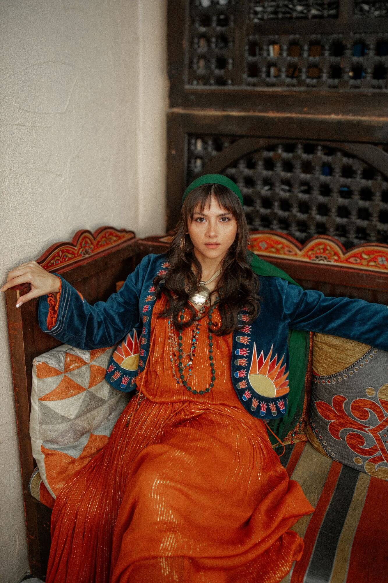 Zodiac Velvet Embroidered Jacket – Blue