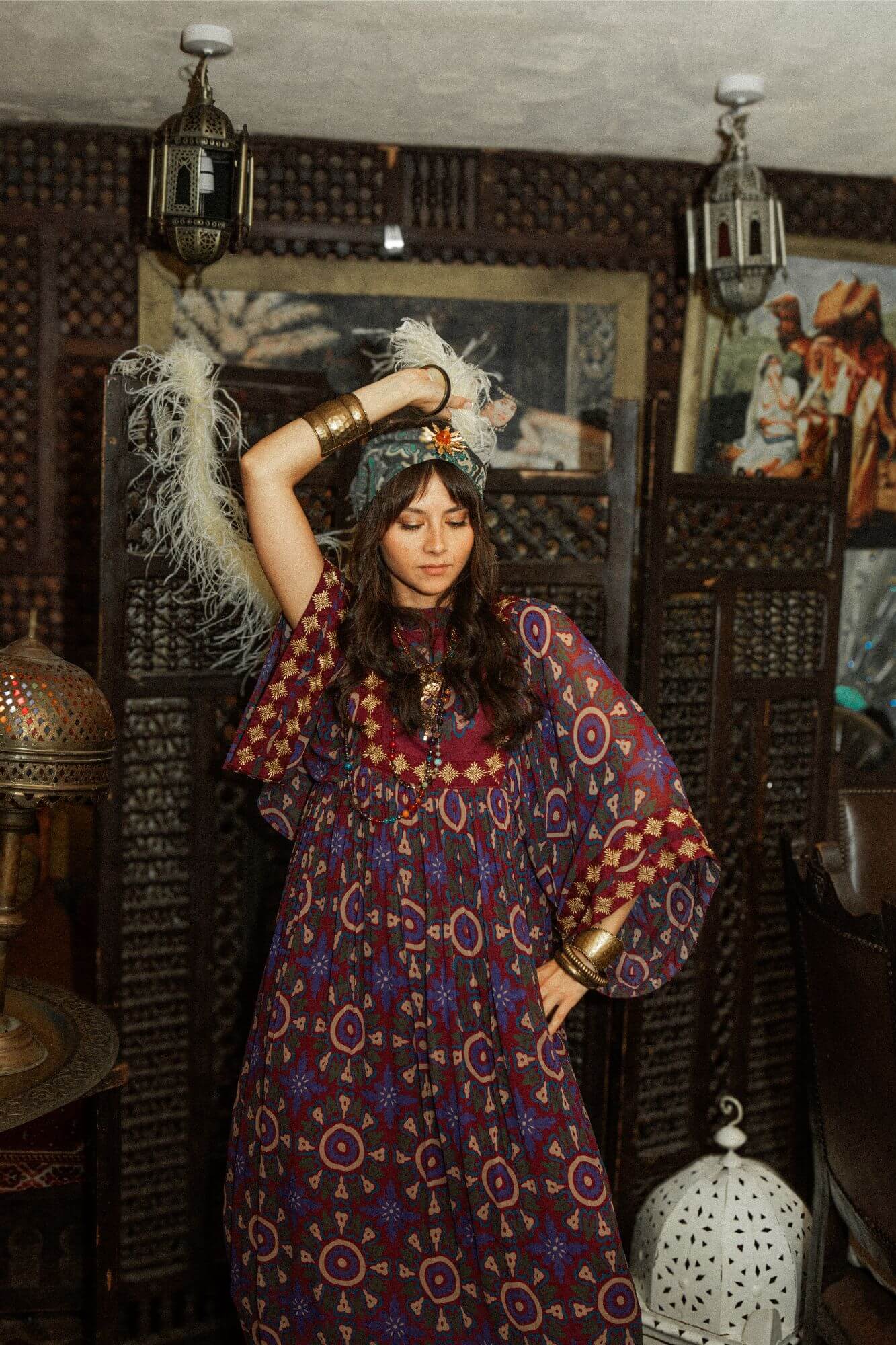 Amethyst Medallion High Neck Maxi Dress – Purple