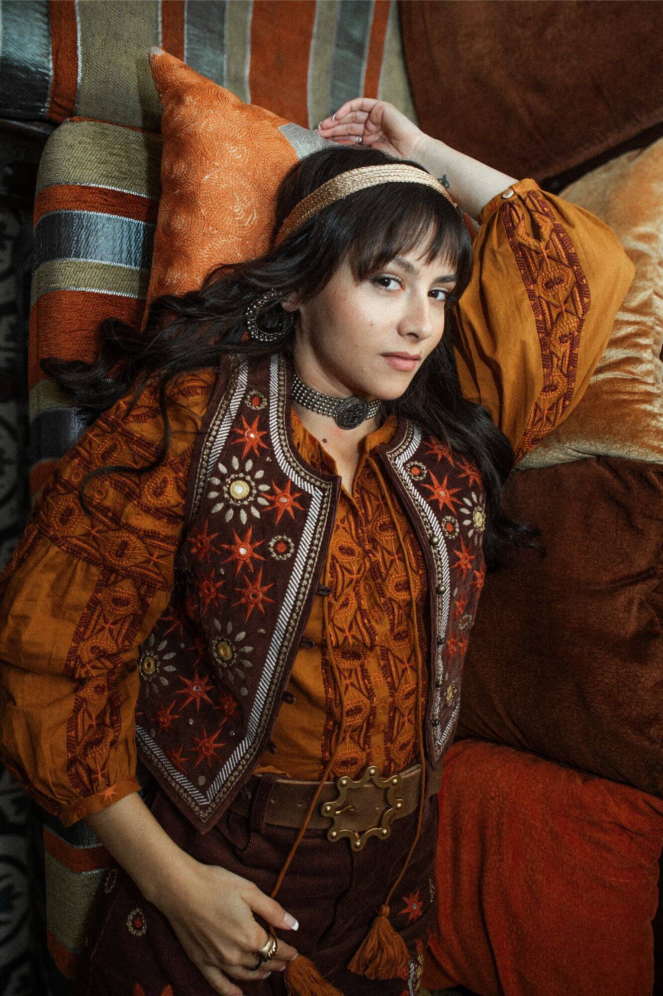 Stardust Corduroy Embroidered Vest – Brown