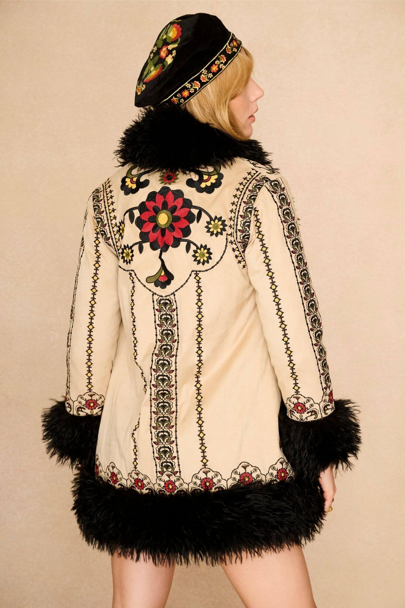 Moonflower Embroidered Penny Lane Coat – Cream