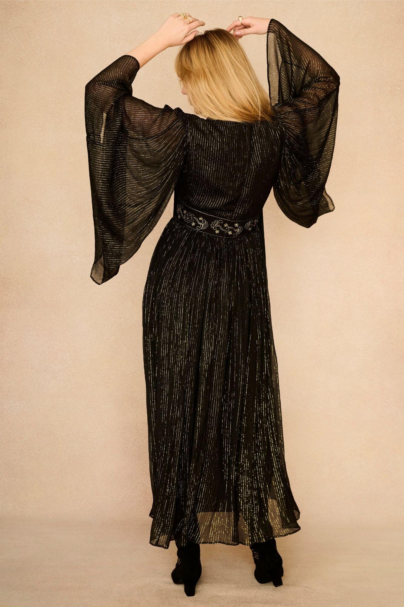 Night Moves Lurex Maxi Dress – Black