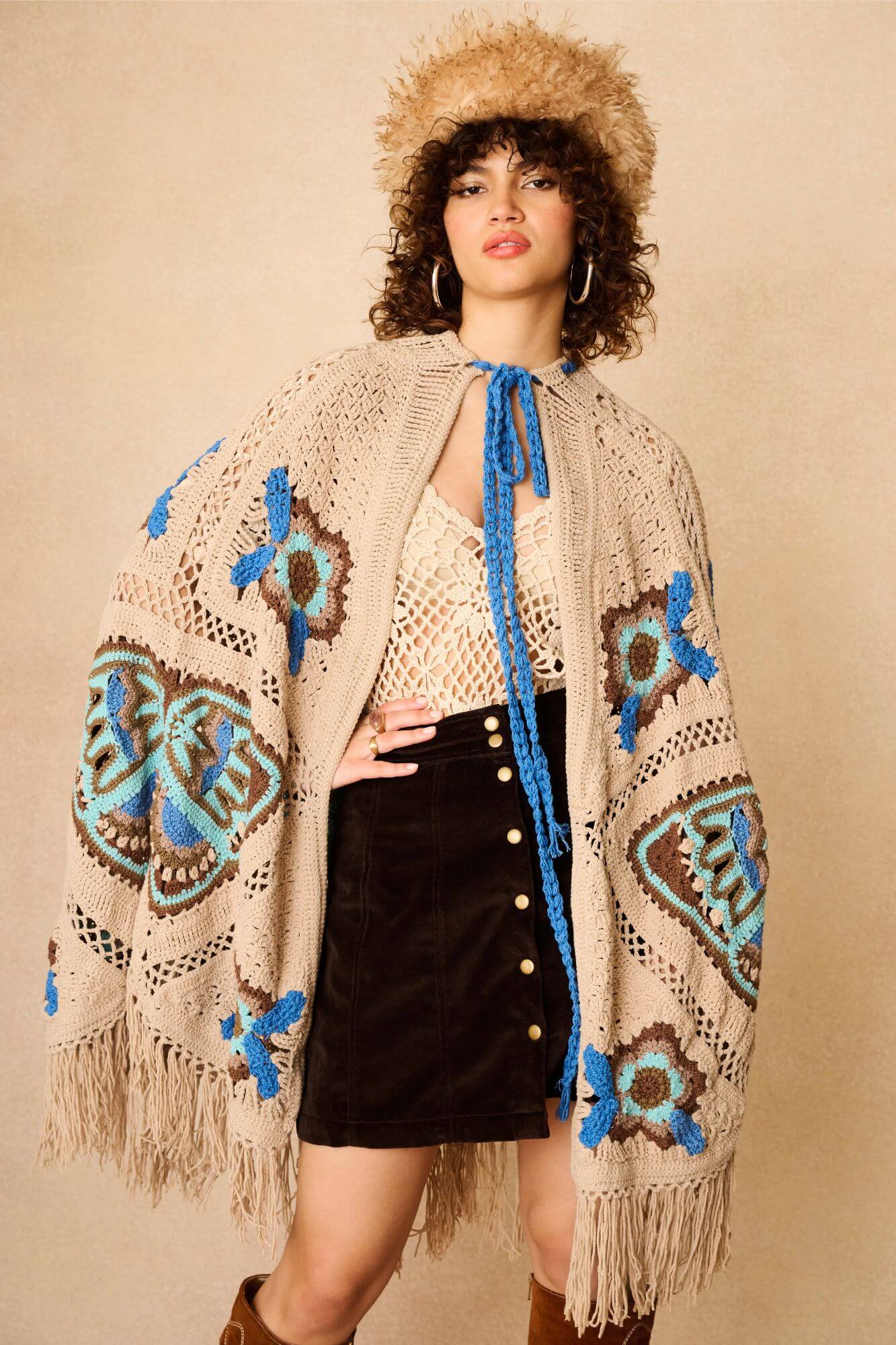 Open Wings Knitted Butterfly Cape