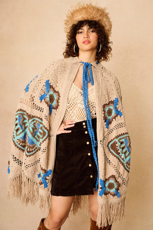 Open Wings Knitted Butterfly Cape