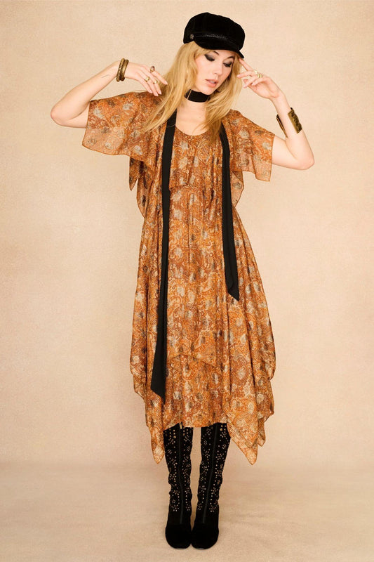 Ophelia Golden Paisley Lurex Maxi Dress