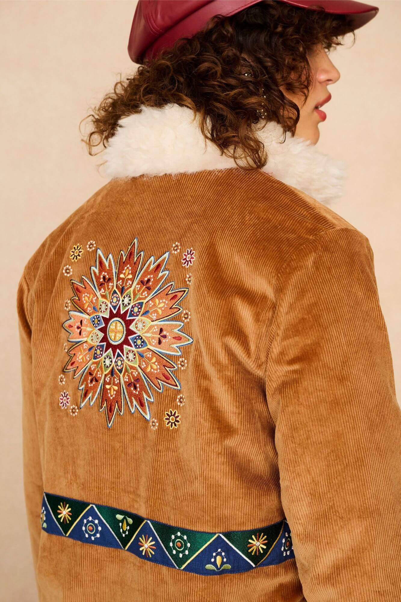 Orion Embroidered Penny Coat – Brown