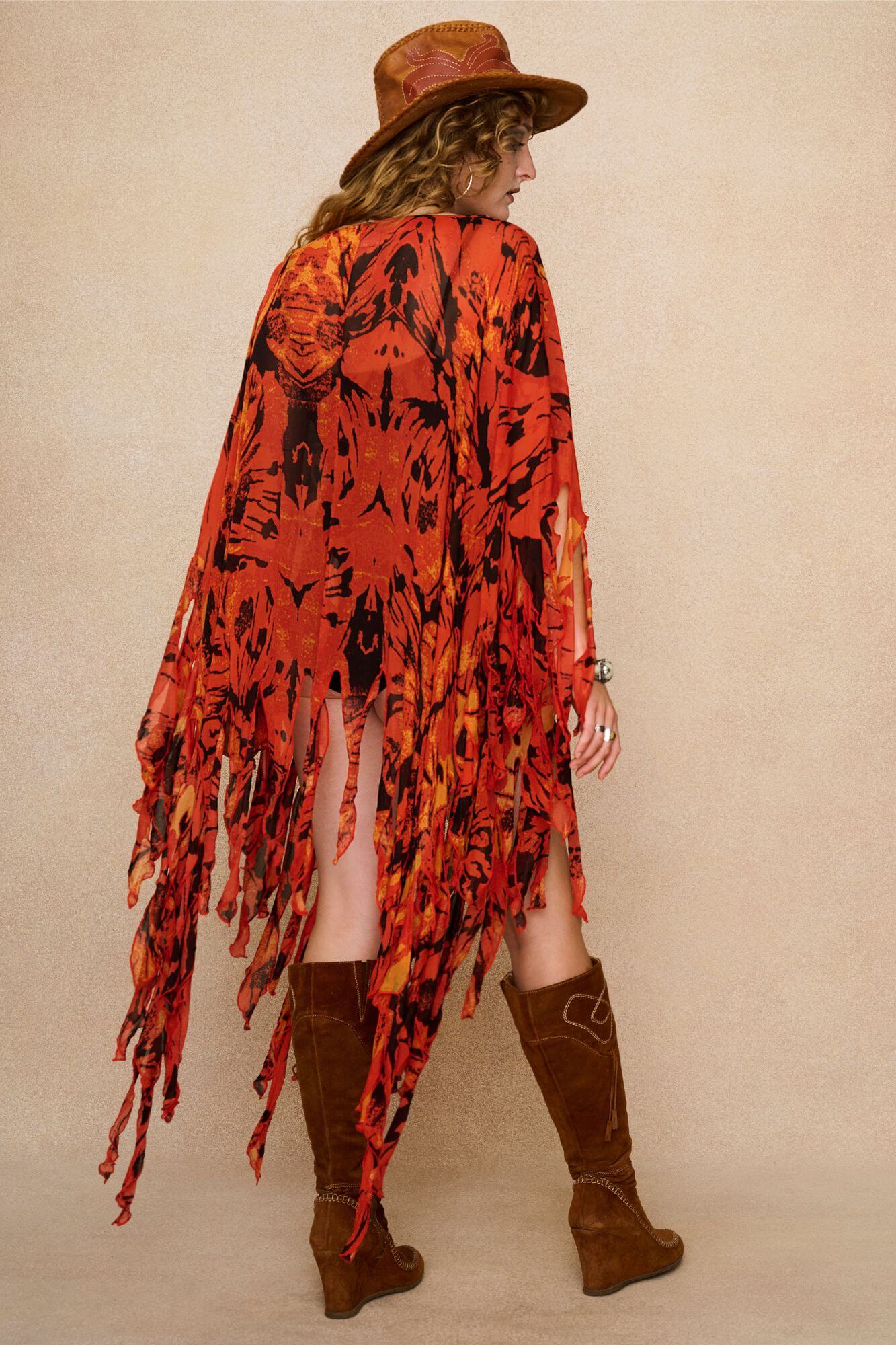 Papillion Sheer Lace Up Cape