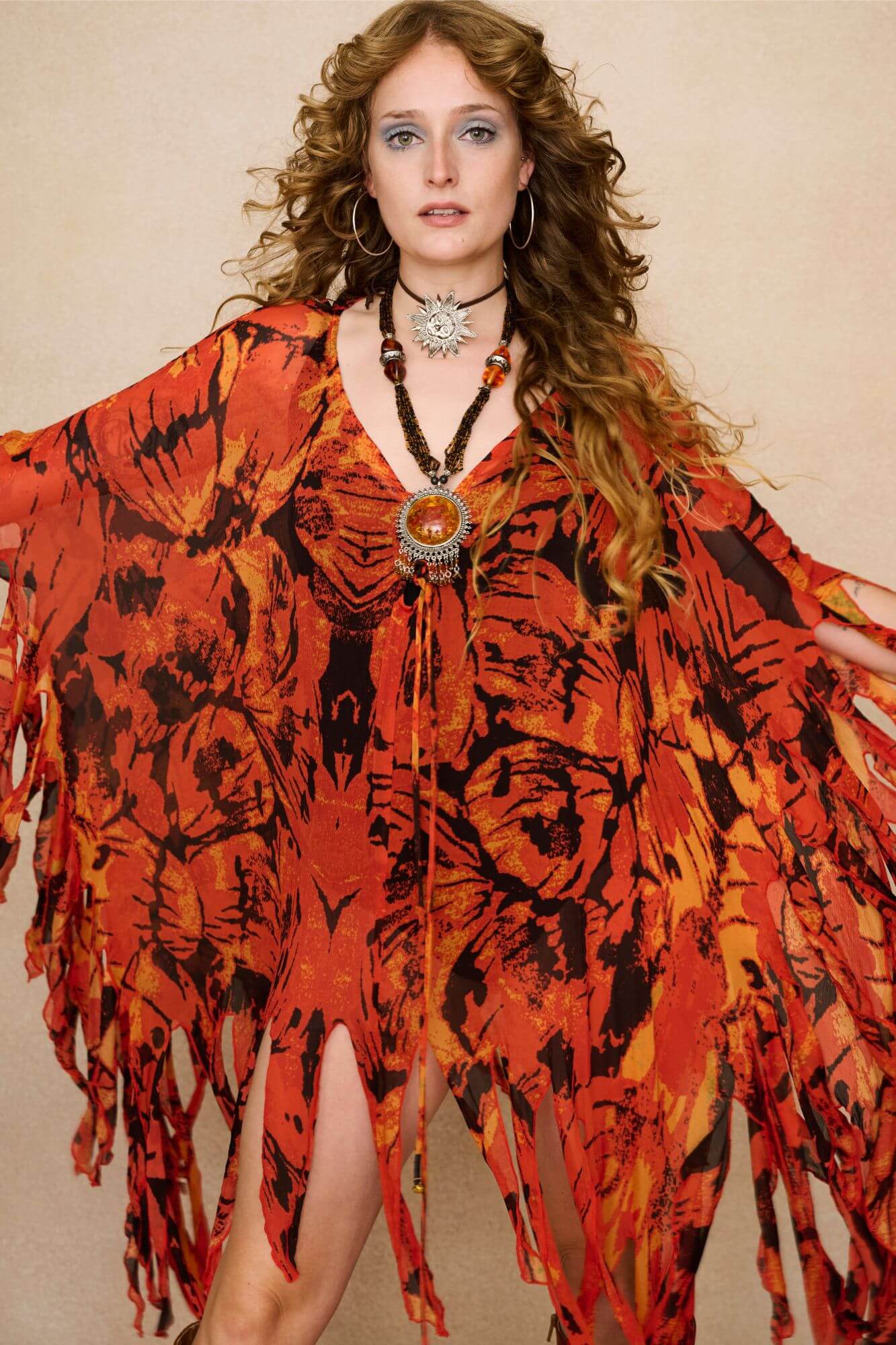 Papillion Sheer Lace Up Cape