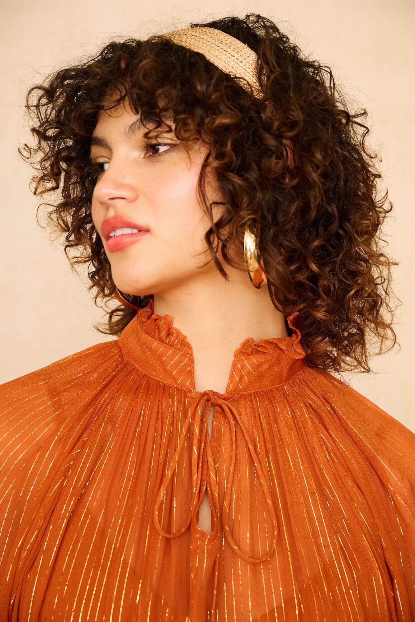 Phoenix Lurex Midi Dress – Orange