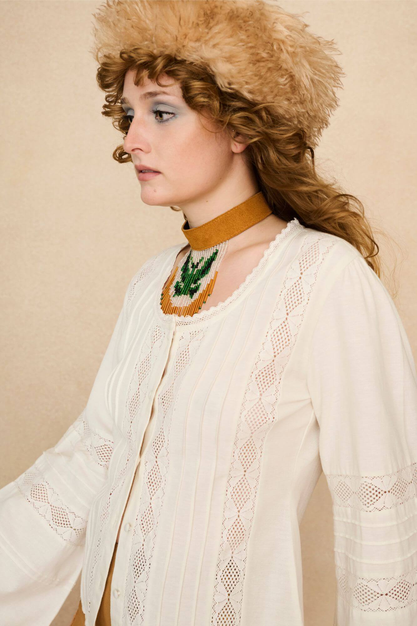 Rose Belle Lace Panelled Blouse – Cream