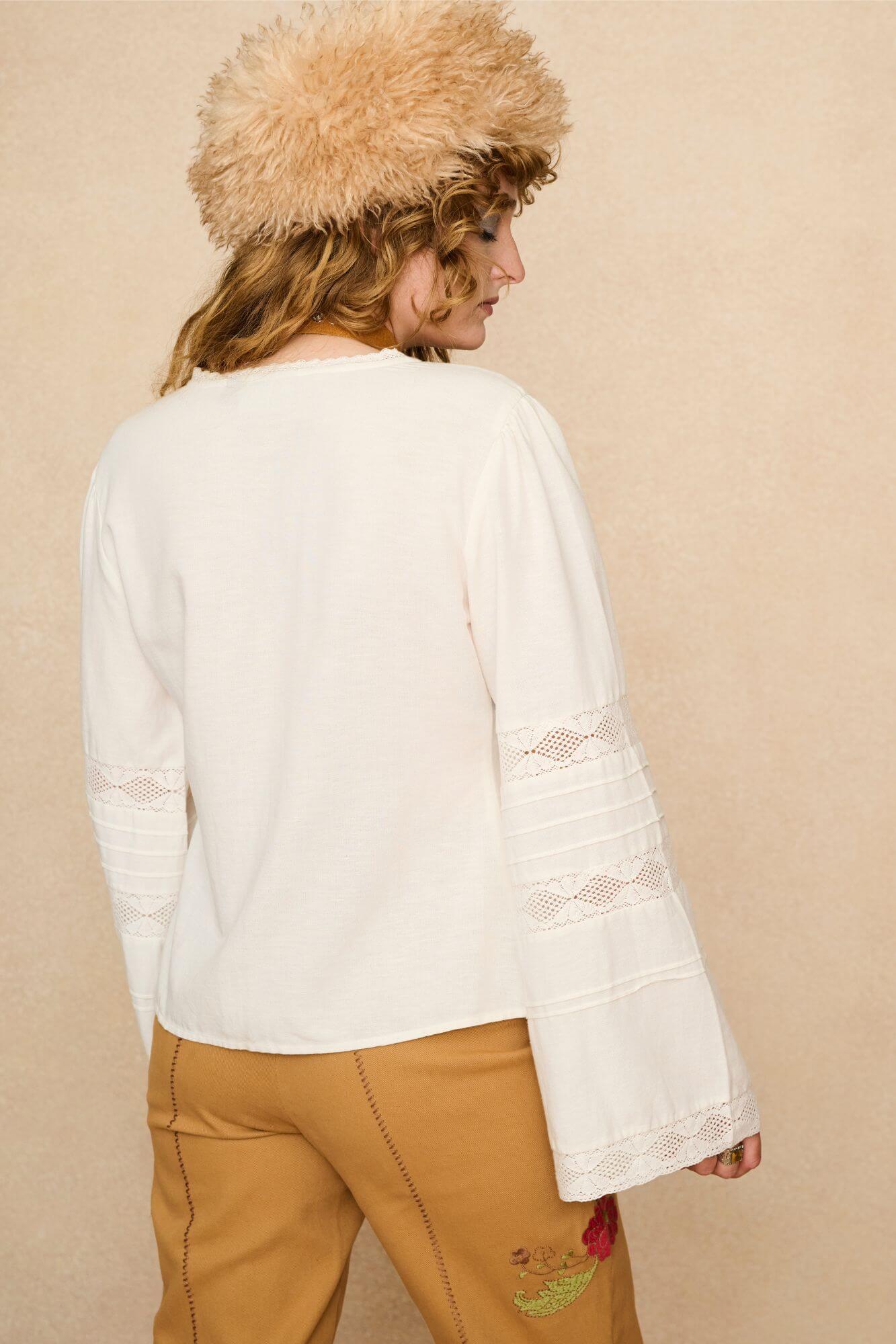 Rose Belle Lace Panelled Blouse – Cream