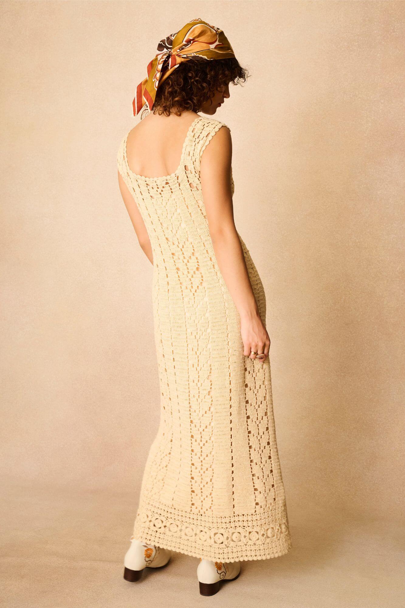 Solace Crochet Midi Dress – Cream