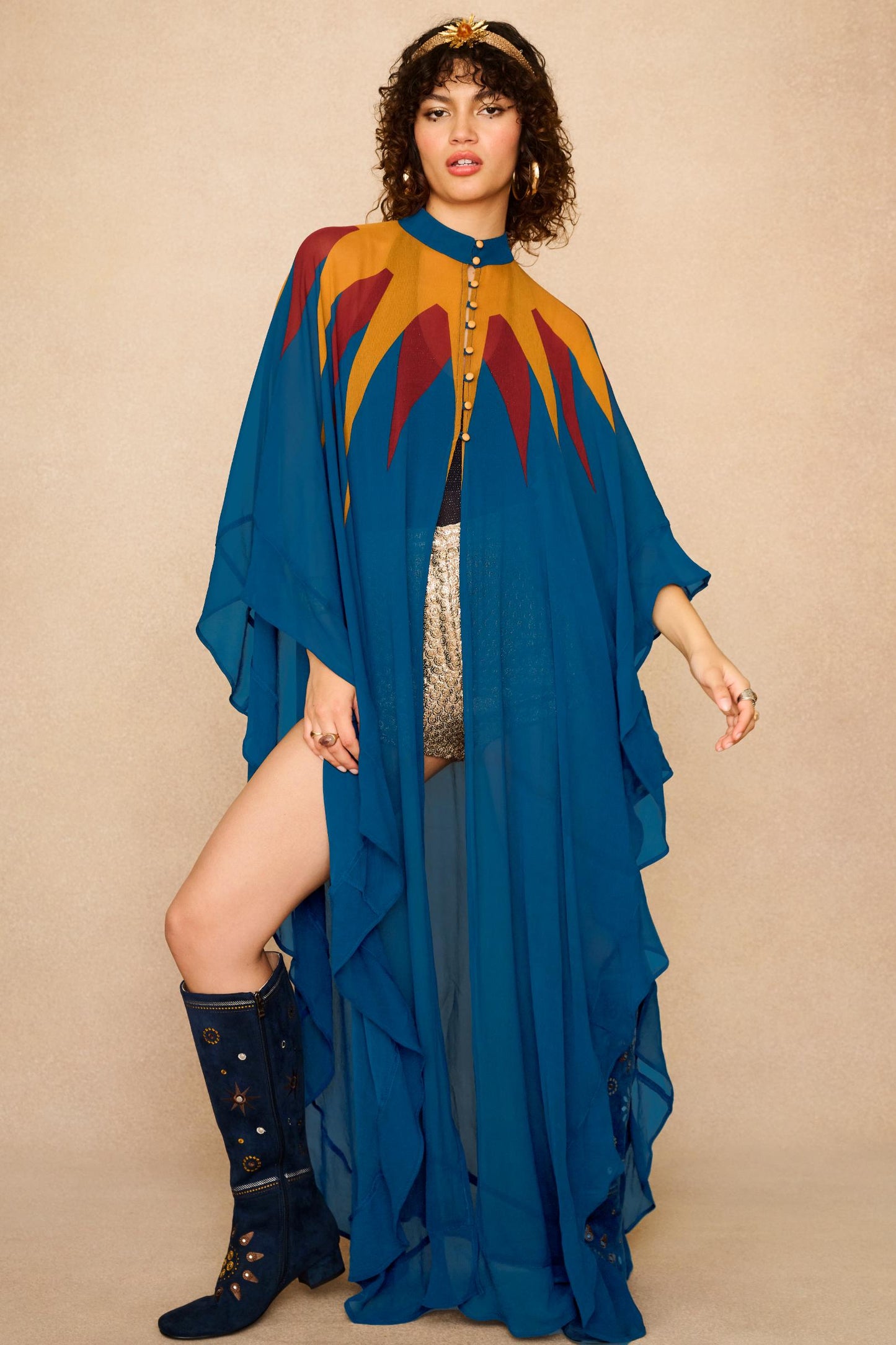Solaris Rising Sheer Cape – Blue