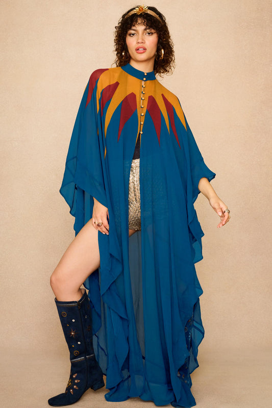 Solaris Rising Sheer Cape – Blue