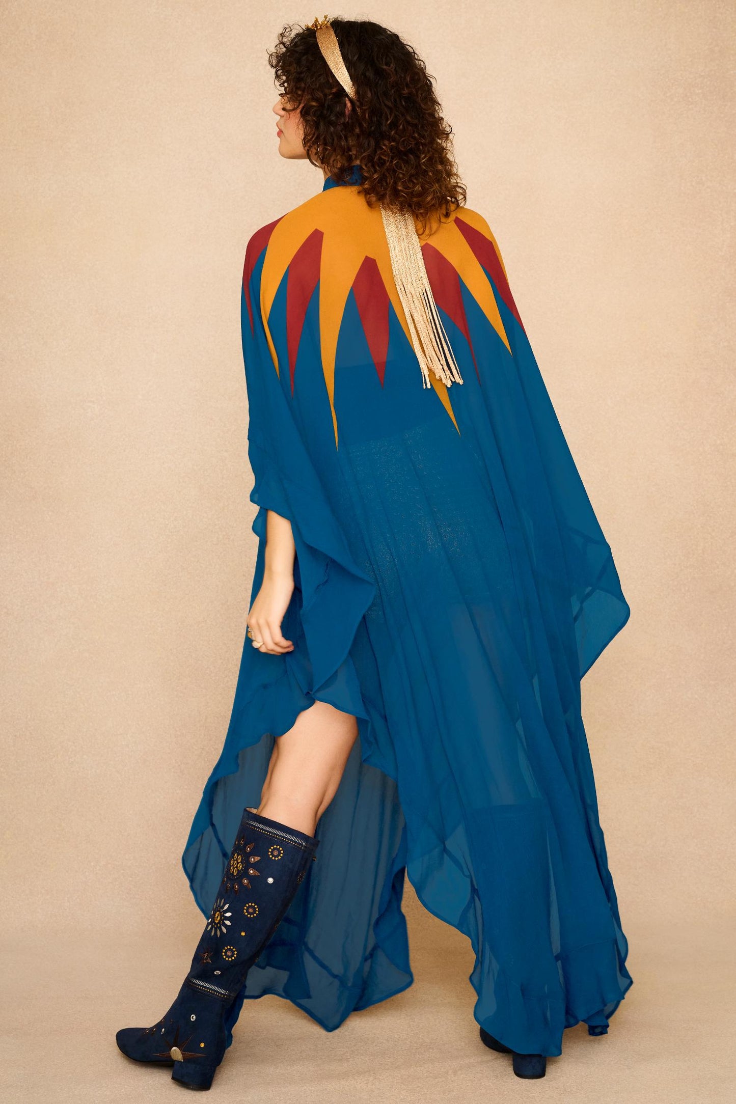 Solaris Rising Sheer Cape – Blue