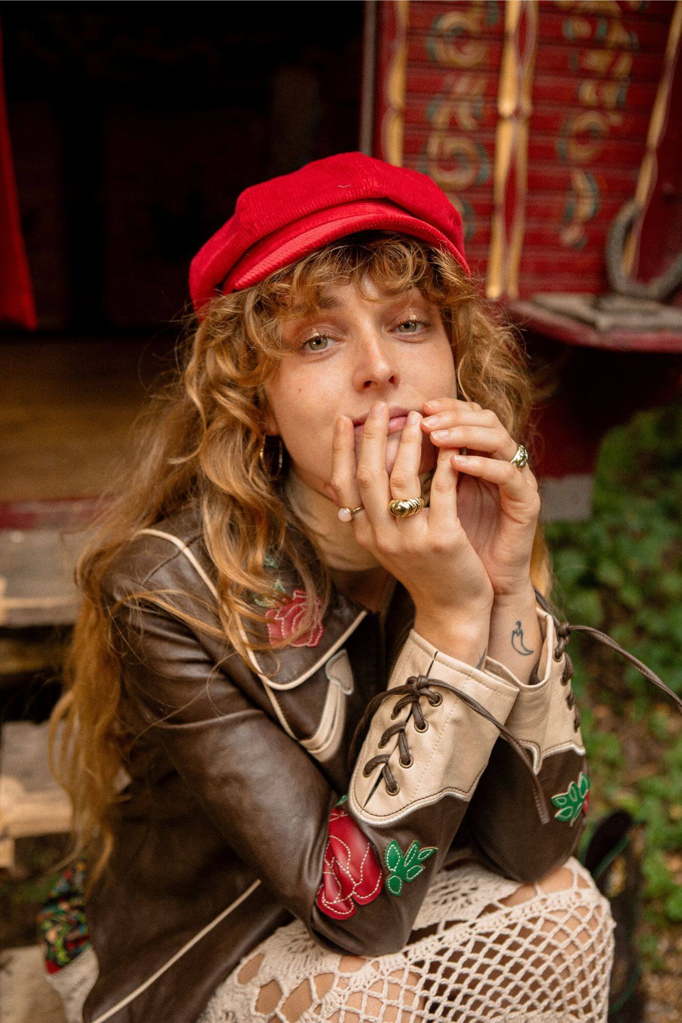 Autumn Bloom Brown Faux Leather Jacket – Floral