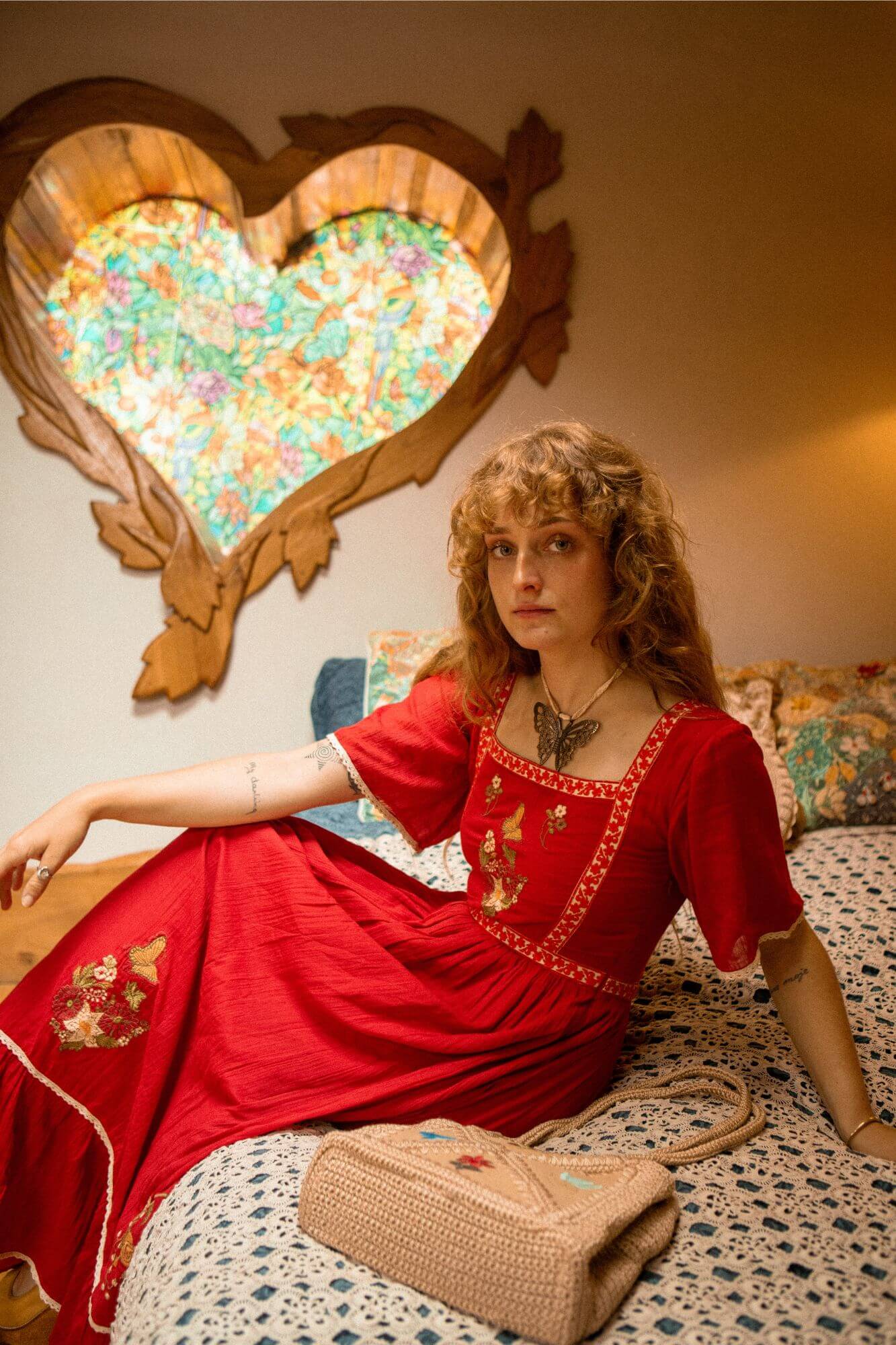 Rosetta Field Flutter Sleeve Maxi Dress – Red