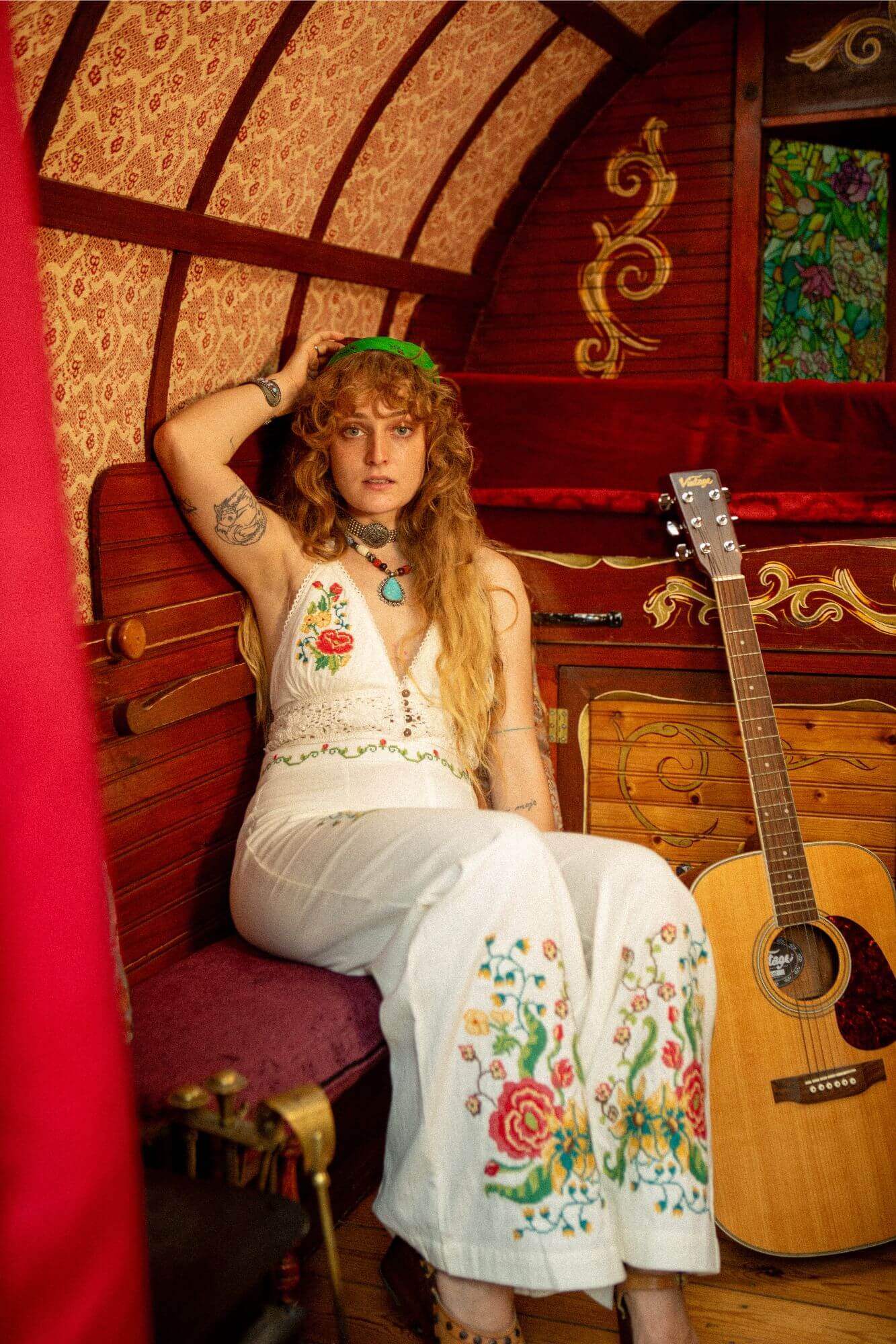 High Meadow Cross Stitch Trousers – Cream