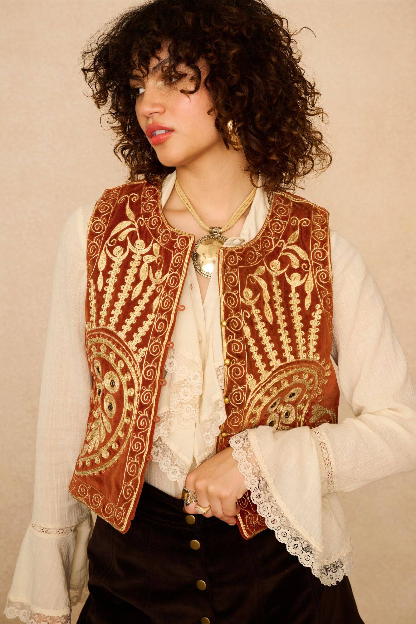 Tangerine Dream Velvet Vest – Orange