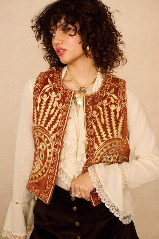 Tangerine Dream Velvet Vest – Orange