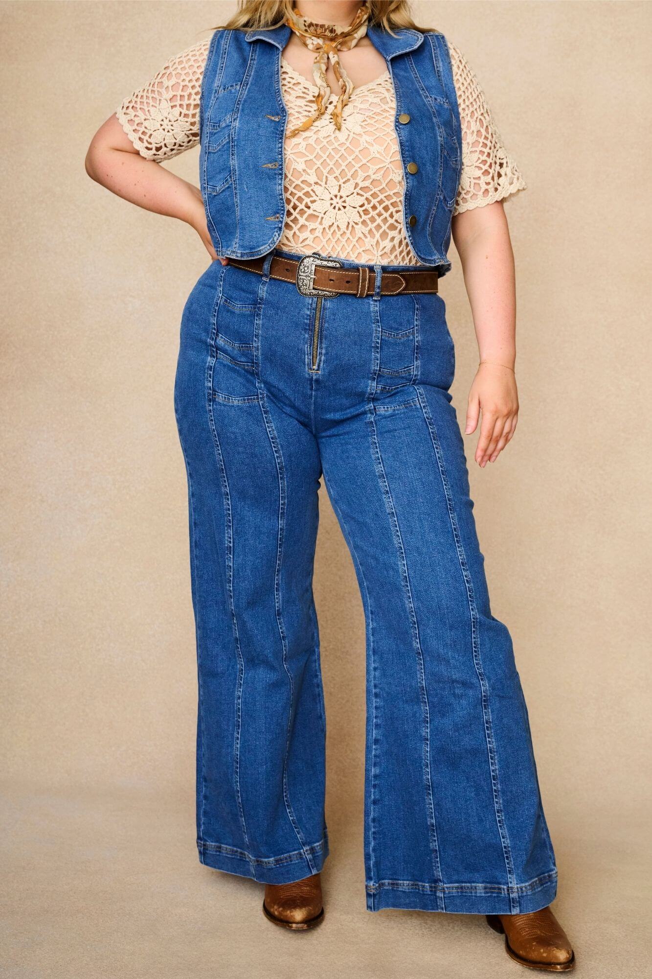 Little Jeanie Chevron Wide Leg Jeans